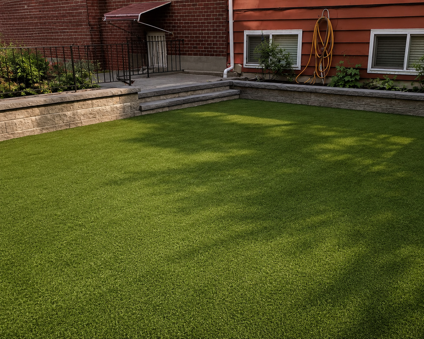 Artificial turf lawn installation