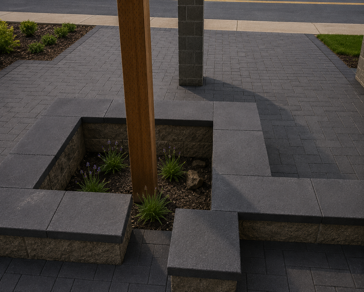 Modern exterior driveway area