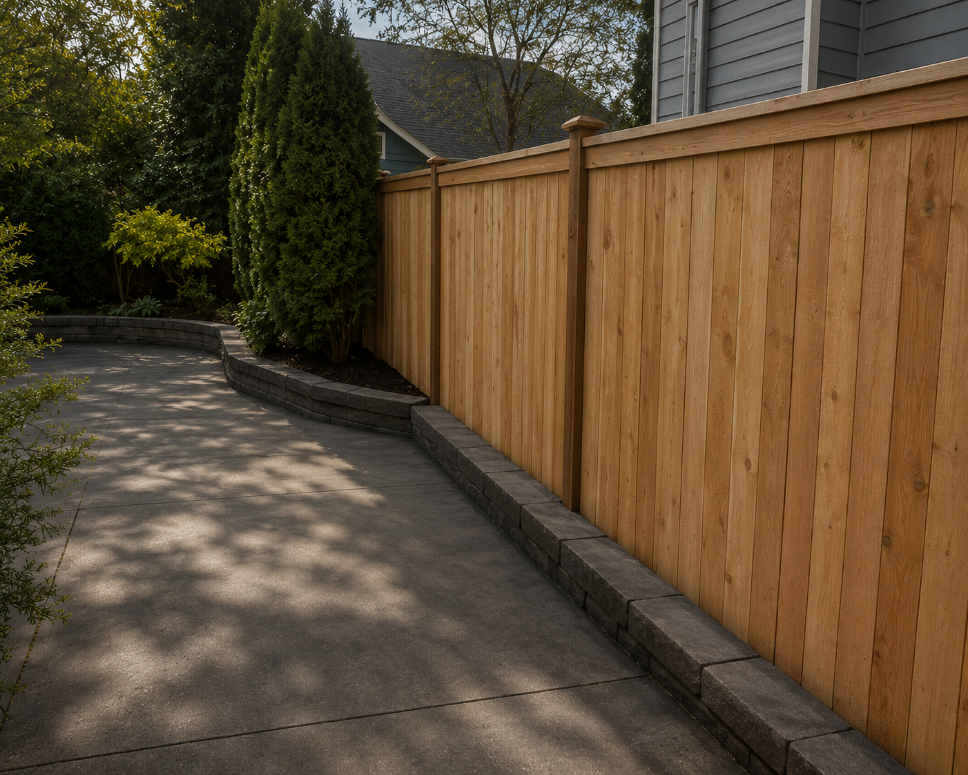 Wood fence and backyard