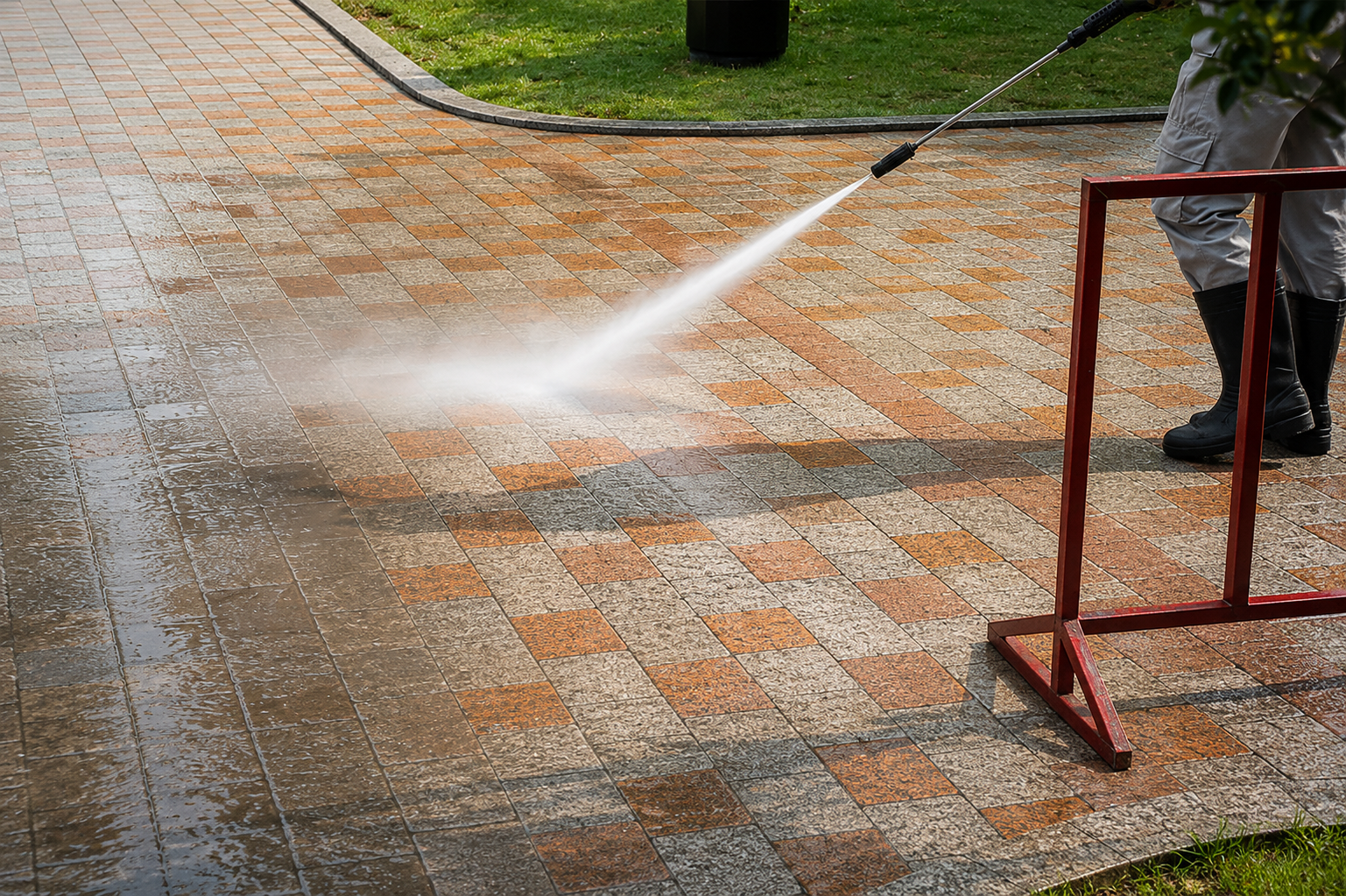 Washed exterior hardscape