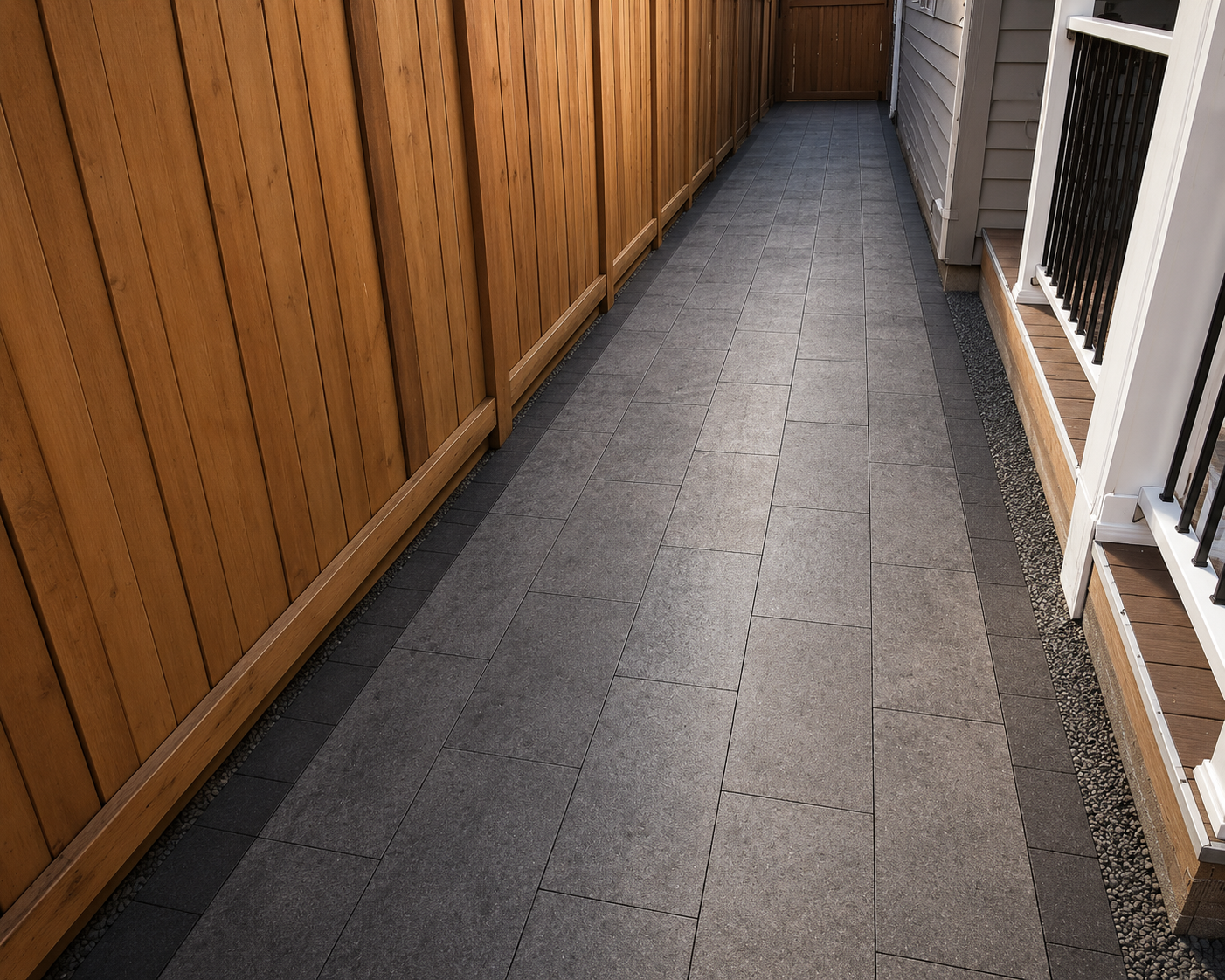 Backyard deck and landscape