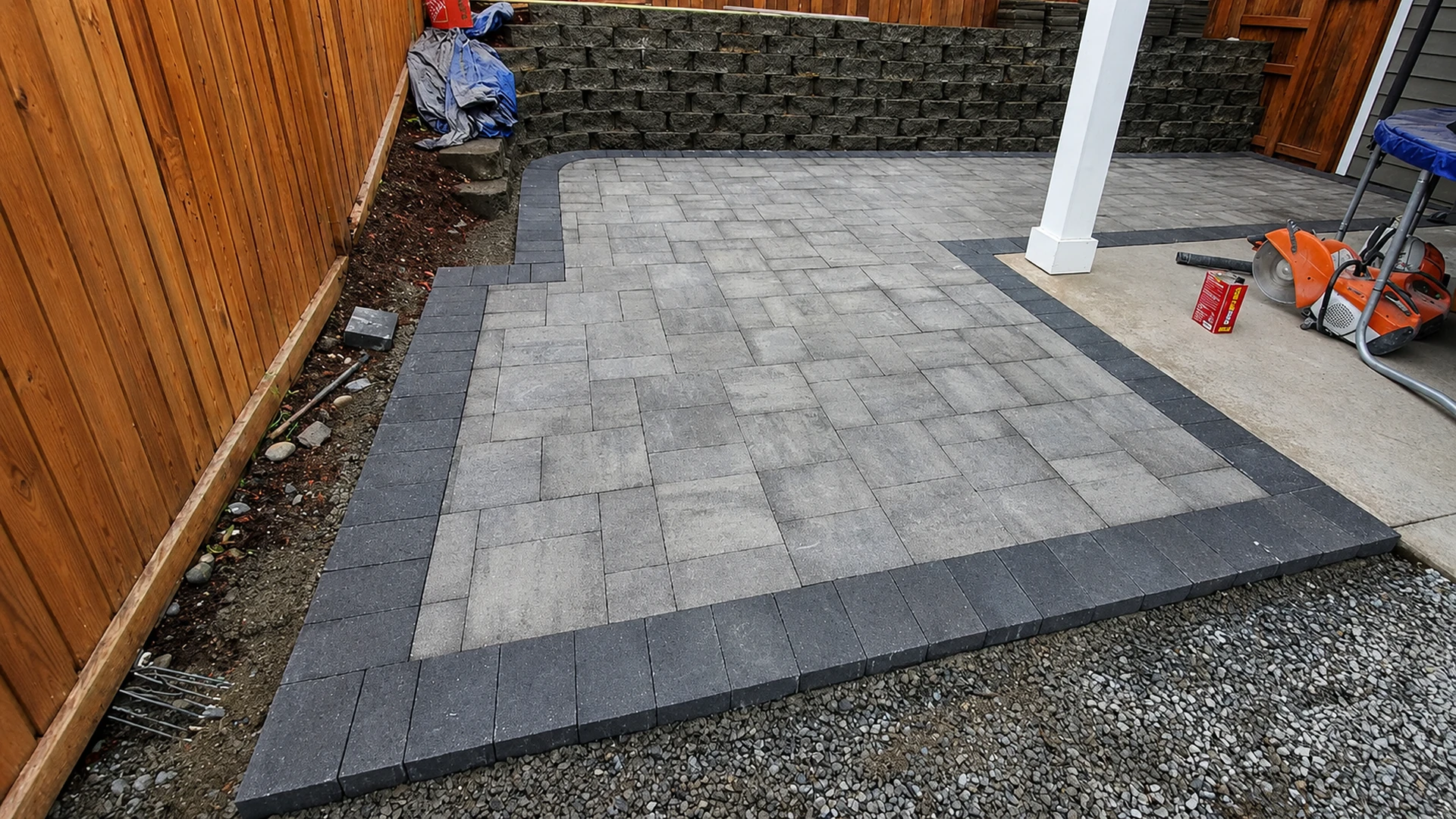 Paver Walkway & Backyard Patio in Washington by Ecua Landscaping, photo 8 of 9