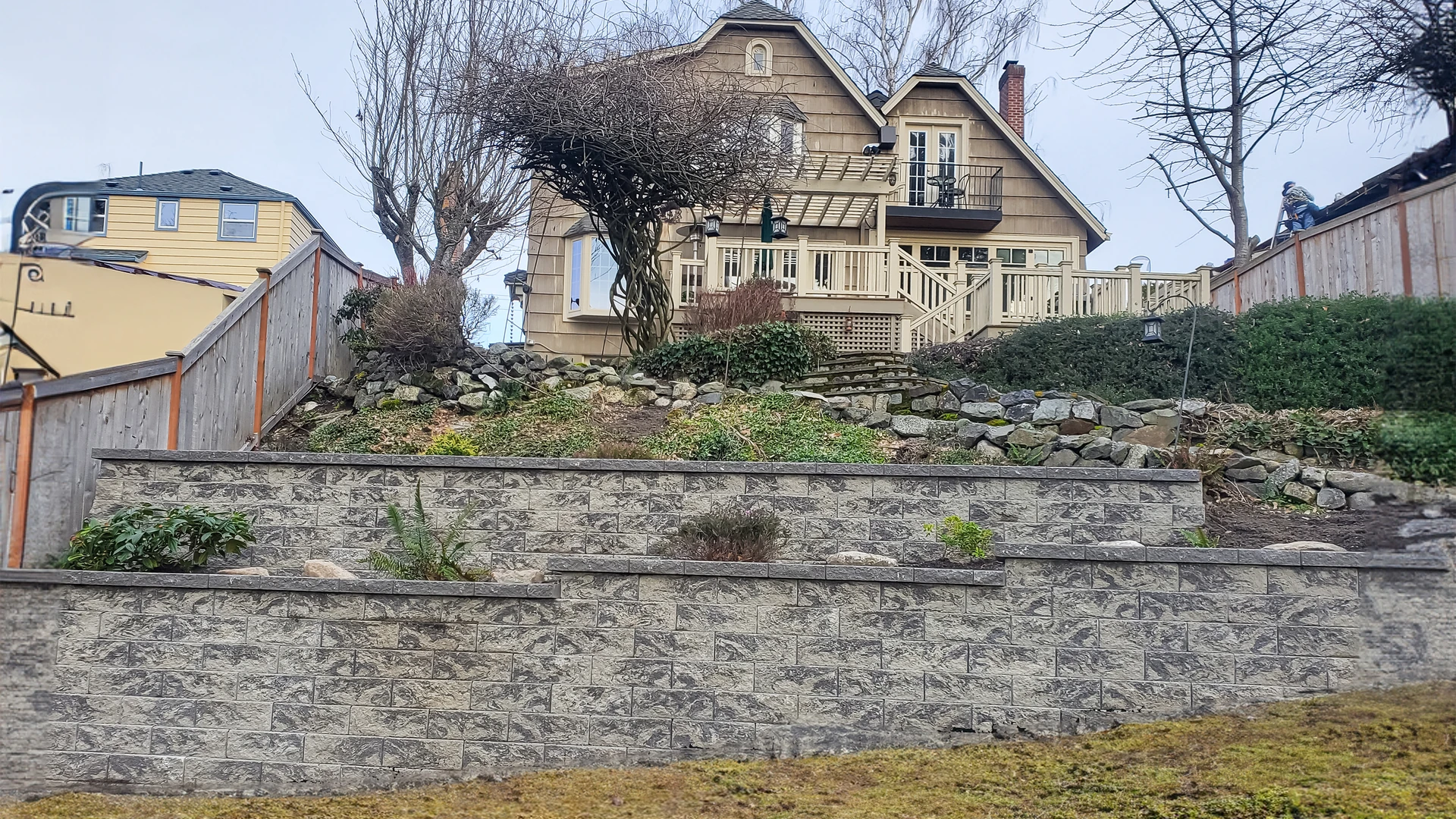 Backyard Retaining Wall before work