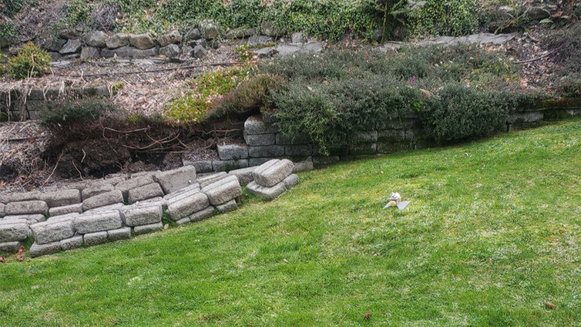 Backyard Retaining Wall after completion