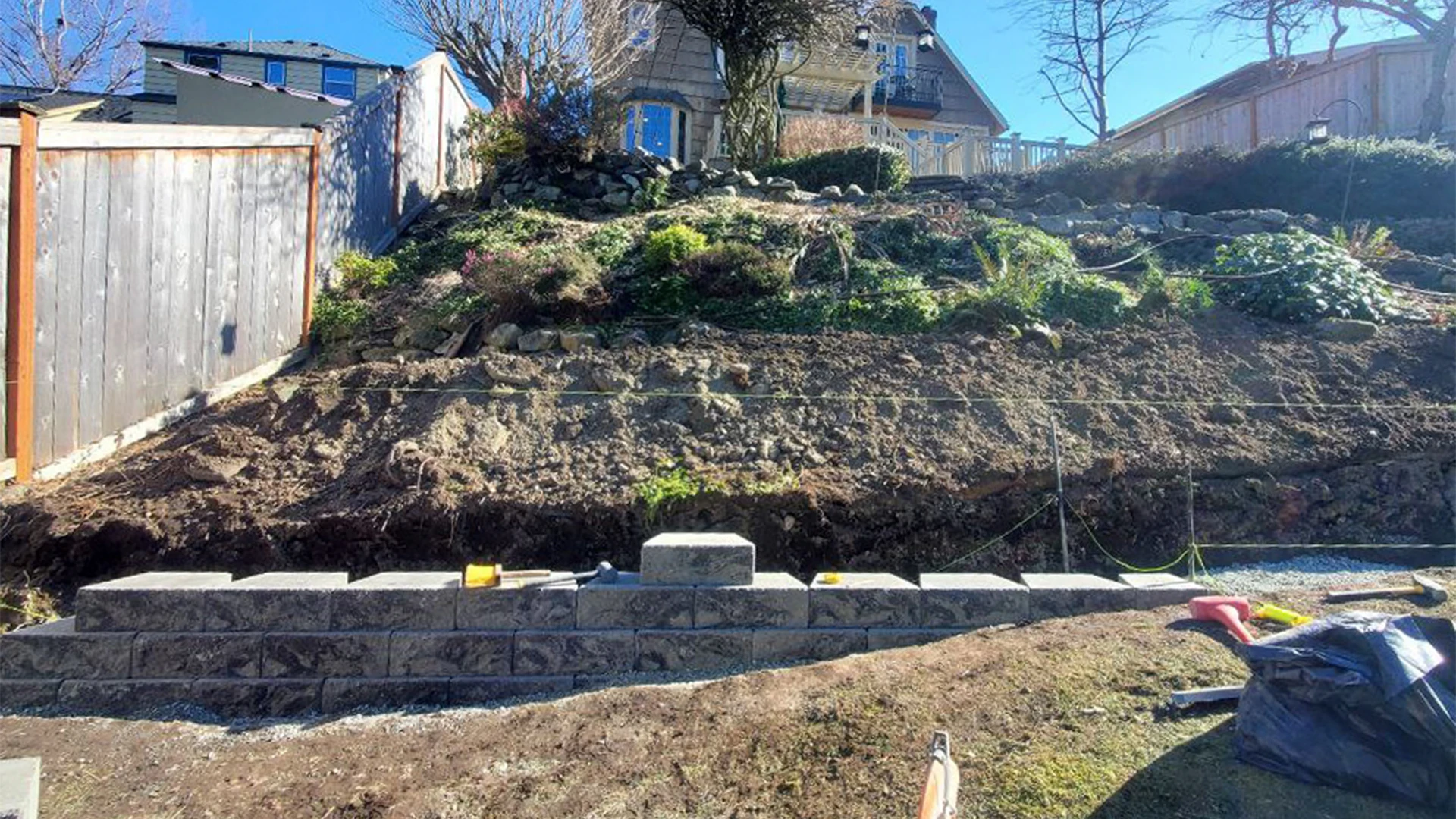 Backyard Retaining Wall in Washington by Ecua Landscaping, photo 3 of 9