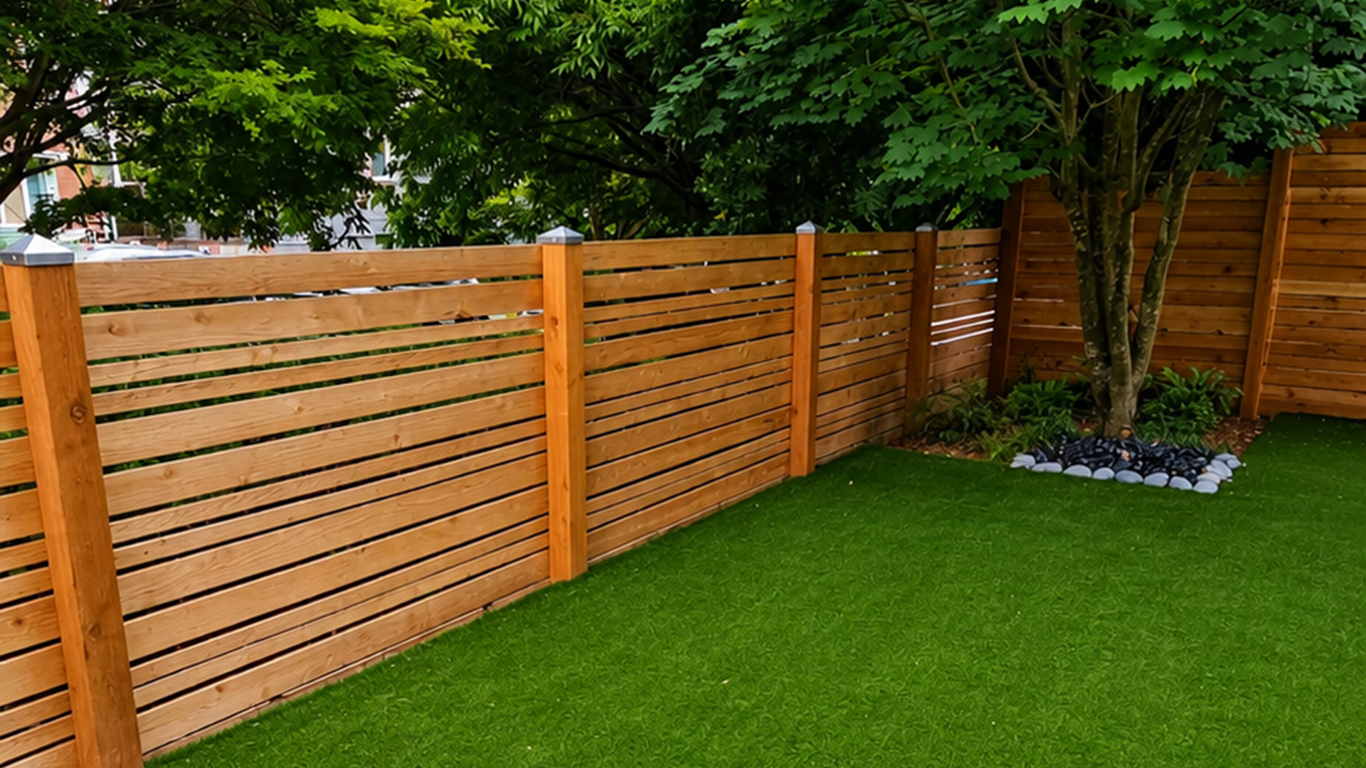 Wood Privacy Fence Installation completed project