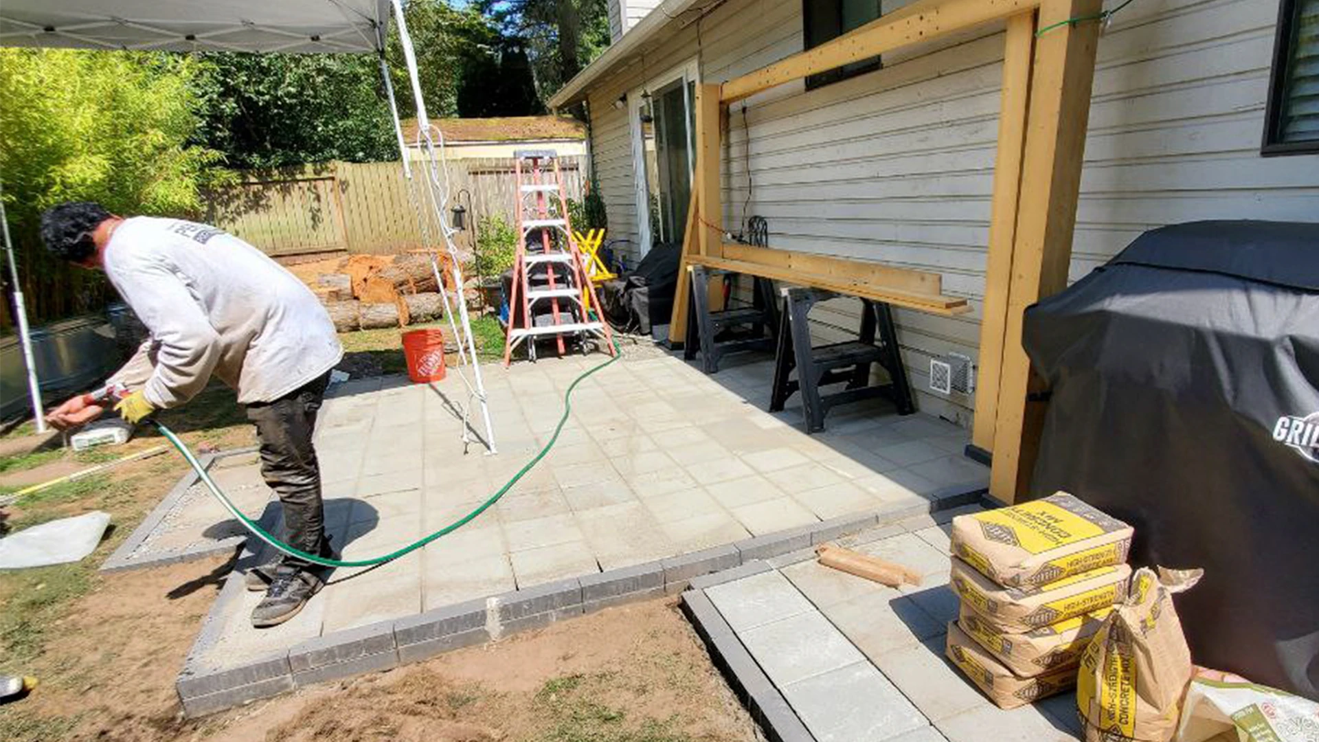 Backyard Gazebo Installation before work