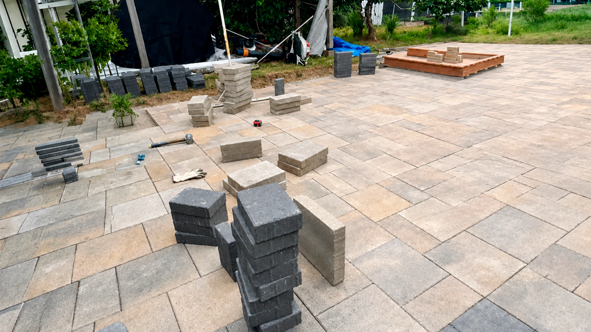 Paver Patio Transformation in Washington by Ecua Landscaping, photo 2 of 6